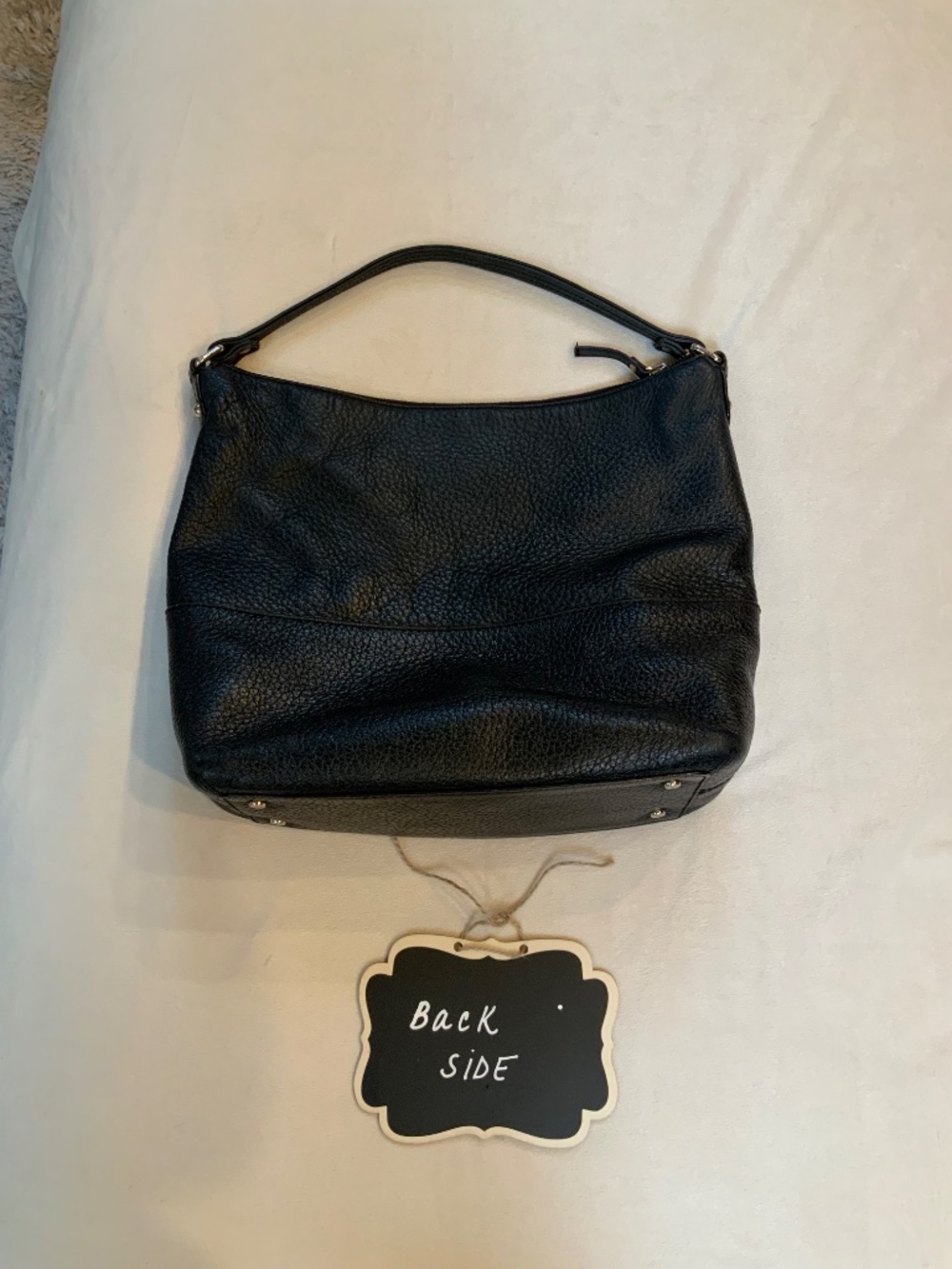 Kate Spade Black leather hobo purse Minimalist Monochrome Cottagecore Coastal - Picture 6 of 9